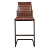 Francois Vintage Brown Leather and Antique Black Metal Finish Barstool